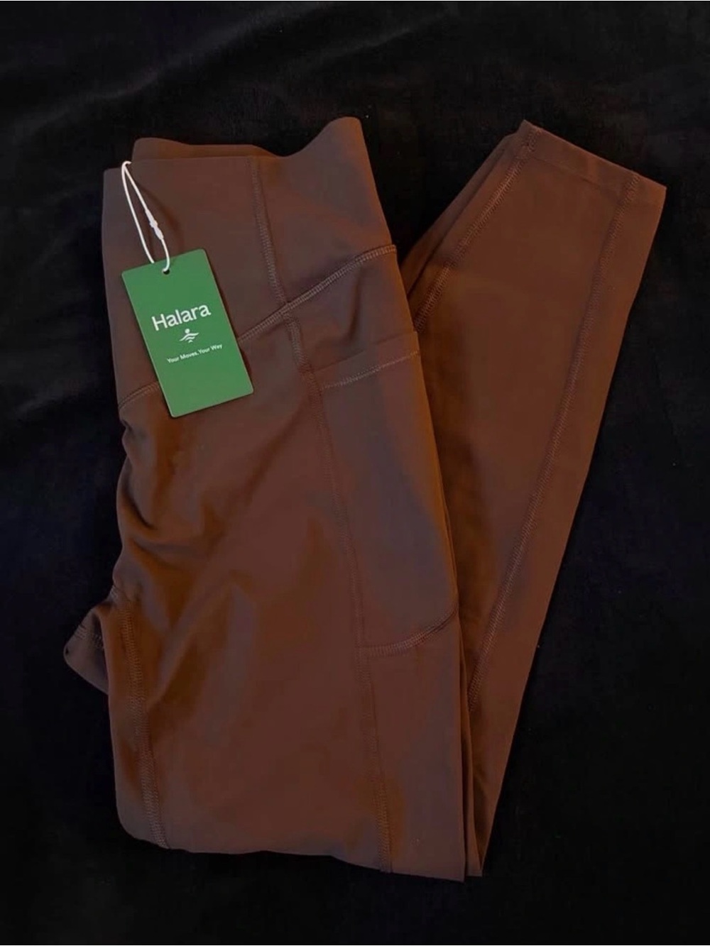 HALARA Brown High-Rise Leggings with Side Pockets